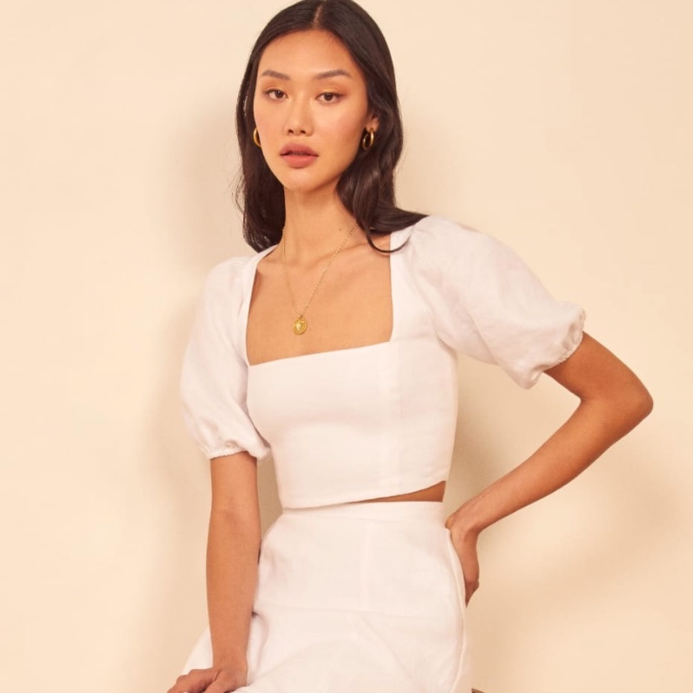 Reformation Yucca Linen Top in White